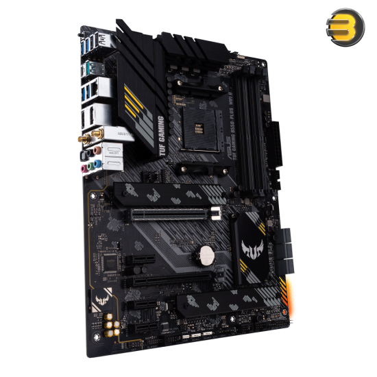 ASUS TUF GAMING B550-PLUS WIFI II AM4 ATX motherboard — PCIe 4.0, dual M.2, 10 DrMOS power stages, Wi-Fi 6, 2.5 Gb Ethernet, HDMI, DisplayPort, SATA 6 Gbps, USB 3.2 Gen 2 Type-A and Type-C, Thunderbolt™ 3 header, and Aura Sync RGB lighting support ASUS TUF GAMING B550-PLUS WIFI II AM4 ATX motherboard — PCIe 4.0, dual M.2, 10 DrMOS power stages, Wi-Fi 6, 2.5 Gb Ethernet, HDMI, DisplayPort, SATA 6 Gbps, USB 3.2 Gen 2 Type-A and Type-C, Thunderbolt™ 3 header, and Aura Sync RGB lighting support
