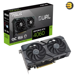 ASUS Dual GeForce RTX 4060 OC Edition Gaming Graphics — 8GB GDDR6 128-bit Memory, 2505 MHz Boost Clock, 17 Gbps Memory Speed, PCI E 4.0, HDMI 2.1a / DP 1.4a