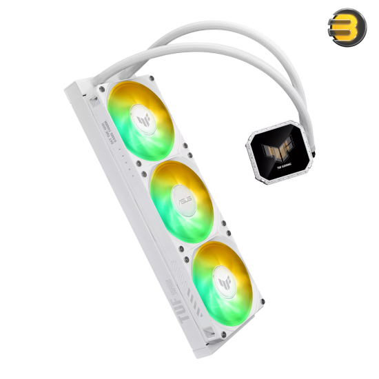 ASUS TUF Gaming LC III 360 ARGB LCD White Edition All-in-One Liquid CPU Cooler - 360mm Radiator, Triple 120mm ARGB Fans, 2.8 LCD Display for System Monitoring, Custom GIFs & MP4 Support, High Airflow Design