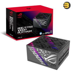 ROG STRIX 1000W Platinum -- cool and quiet PSU with stable power delivery, engineered for efficiency with GaN MOSFET and intelligent stabilizer in striking style