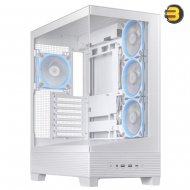 ASUS A31 PLUS Mid Tower ATX Case White — Tempered Glass Front & Side Panels, 4x 120mm ARGB Fans Pre-installed, Support for Hidden-Connector Motherboards, Up to 360mm Radiator & 380mm GPU, USB 3.2 Gen2x2 Type-C
