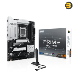 ASUS PRIME X870-P WIFI – AMD AM5 DDR5 ATX Motherboard, 4 DIMMs (up to 8000+ MT/s), 1× PCIe 5.0 x16, 4× M.2, 2× SATA, 2× USB4, 1× HDMI, Wi‑Fi 7, 2.5GbE, RAID, ASUS 5X Protection & Aura Sync