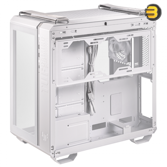 ASUS TUF Gaming GT502 PLUS PC Case — Dual Chamber Chassis, Supports 360mm Radiator, Up to 13 Fans, Discrete aRGB HUB, Fully Modular Design - White