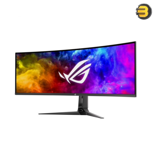 ASUS ROG Swift OLED 49 Inch PG49WCD Ultrawide Curved Gaming Monitor, QD-OLED Panel, 144 Hz / 0.03ms, FreeSync / G-SYNC, Custom Heatsink, ROG Smart KVM, 90 W Type-C, DP/HDMI, Black | 90LM09C0-B01970