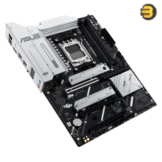 ASUS PRIME X870-P – AMD AM5 DDR5 ATX Motherboard, 4 DIMMs up to 8000+ MT/s, 1× PCIe 5.0 x16, 4× M.2, 2 SATA, 2× USB4, 1× HDMI, 2.5GbE, RAID, ASUS 5X Protection, Aura Sync