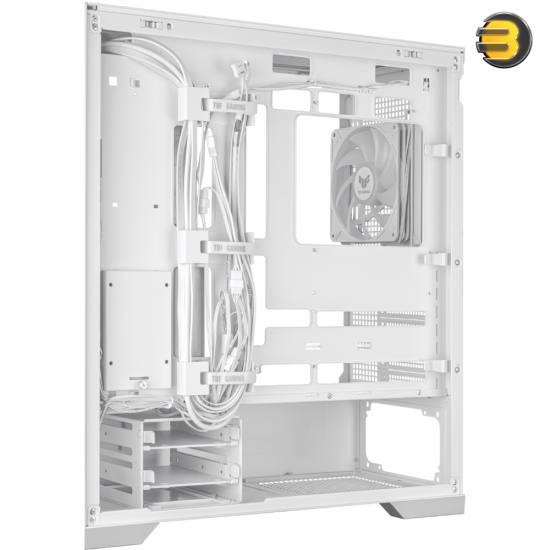 ASUS TUF Gaming GT302 ARGB Mid Tower Computer Case — 4x Pre-Installed Fan 140mm aRGB Fans, Up to 360mm Radiator & 7x Fan Support, 1x 3.5mm, 2x USB-A, & 1x USB-C I/O - White