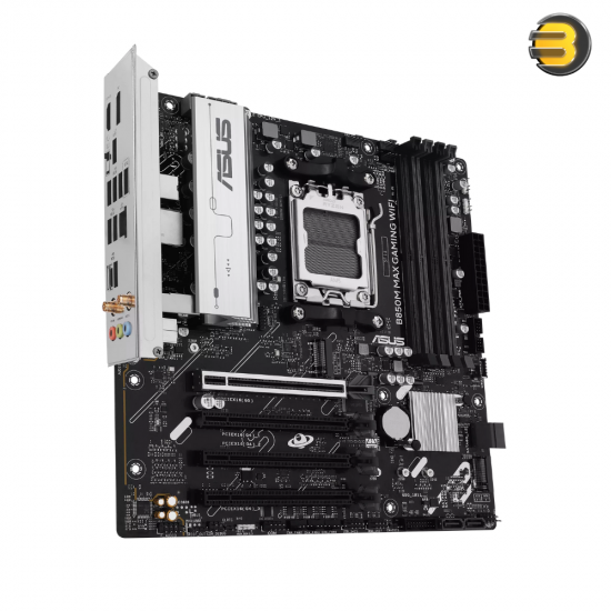 ASUS TUF Gaming B850M MAX GAMING WIFI mATX Motherboard – AM5 Socket, DDR5 up to 8000+ MT/s OC, PCIe 5.0, WiFi 6 ASUS TUF Gaming B850M MAX GAMING WIFI mATX Motherboard – AM5 Socket, DDR5 up to 8000+ MT/s OC, PCIe 5.0, WiFi 6
