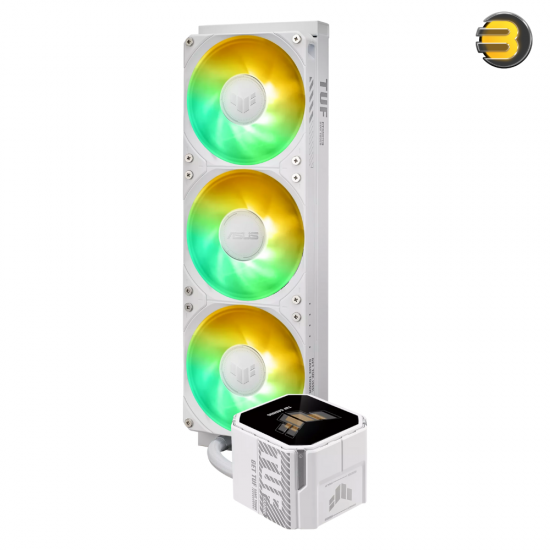 ASUS TUF Gaming LC III 360 ARGB LCD White Edition All-in-One Liquid CPU Cooler - 360mm Radiator, Triple 120mm ARGB Fans, 2.8 LCD Display for System Monitoring, Custom GIFs & MP4 Support, High Airflow Design