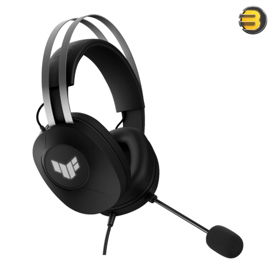 ASUS TUF Gaming H1 Gen II wired gaming headset with USB Type-A connection and TUF logo lighting