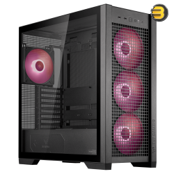 ASUS TUF Gaming GT302 ARGB Mid Tower Computer Case — 4x Pre-Installed Fan 140mm aRGB Fans, Up to 360mm Radiator & 7x Fan Support, 1x 3.5mm, 2x USB-A, & 1x USB-C I/O - Black