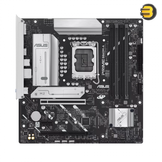 ASUS PRIME B860M-A-CSM Micro ATX LGA1851 DDR5 Motherboard ASUS PRIME B860M-A-CSM Micro ATX motherboard with LGA1851 socket, DDR5 slots, USB 20Gbps Type-C and PCIe 5.0 support