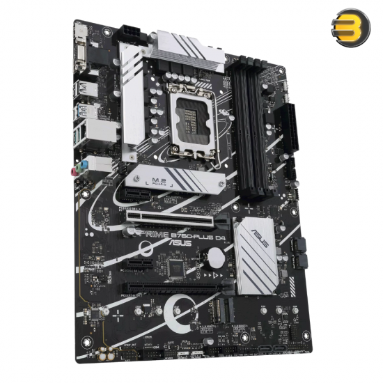 ASUS PRIME B760-PLUS D4 LGA1700 ATX DDR4 Motherboard ASUS PRIME B760-PLUS D4 LGA1700 ATX motherboard with PCIe 5.0 x16, 3 M.2 connectors, 4 DDR4 slots, 2.5Gb Ethernet and vertical Wi-Fi Key E slot