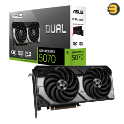 ASUS Dual GeForce RTX 5070 12GB GDDR7 OC Edition PCIe 5.0 Graphics Card — 2572 MHz OC Clock, 6144 CUDA Cores, 28 Gbps Memory, 192-bit Memory Interface, HDMI 2.1b & 3x DisplayPort 2.1b, Dual Axial-Tech Fans, 2.5-Slot Cooling, 600W PSU Recommended