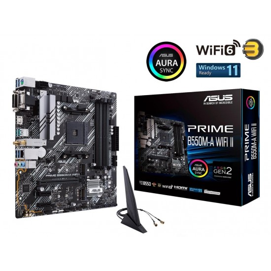 ASUS Prime B550M-A WiFi II AMD AM4 (3rd Gen Ryzen) Micro ATX Motherboard ASUS Prime B550M-A WiFi II AMD AM4 (3rd Gen Ryzen) Micro ATX Motherboard