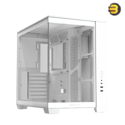 ASUS A32 ATX Dual-Chamber PC Case White - Panoramic Design, Supports Up to 420mm Graphics Cards, 360mm Radiators, and CPU Air Coolers Up to 165mm, Sleek High-Performance Gaming Chassis