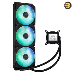 ASUS Prime LC 360 ARGB LCD AIO Liquid CPU Cooler — 2.3-inch LCD for CPU/GPU stats, Asetek pump, 3×120mm daisy‑chain ARGB fans, reinforced sleeved tubing, Intel LGA 1851/1700/1200/115x & AMD AM5/AM4