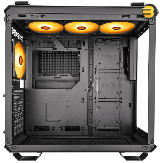 ASUS TUF Gaming GT502 PLUS PC Case — Dual Chamber Chassis, Supports 360mm Radiator, Up to 13 Fans, Discrete aRGB HUB, Fully Modular Design - Black