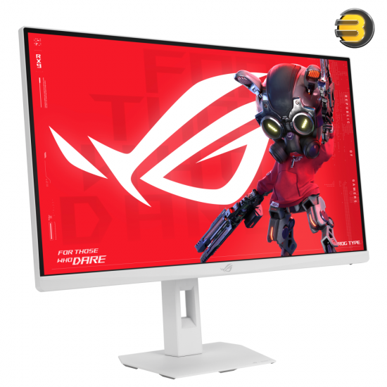 ASUS ROG Strix XG27ACMES-W 27 inch QHD Fast IPS gaming monitor in Moonlight White with 255Hz refresh, 0.3ms response, HDMI 2.1 FRL and USB-C PD