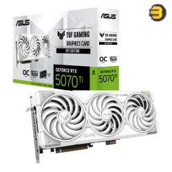 ASUS TUF Gaming GeForce RTX 5070 Ti 16GB GDDR7 OC White Edition PCIe 5.0 Graphics Card — 2610 MHz Boost, Dual BIOS, Military-Grade Components, RGB Lighting, HDMI 2.1 & DisplayPort 2.1 Outputs