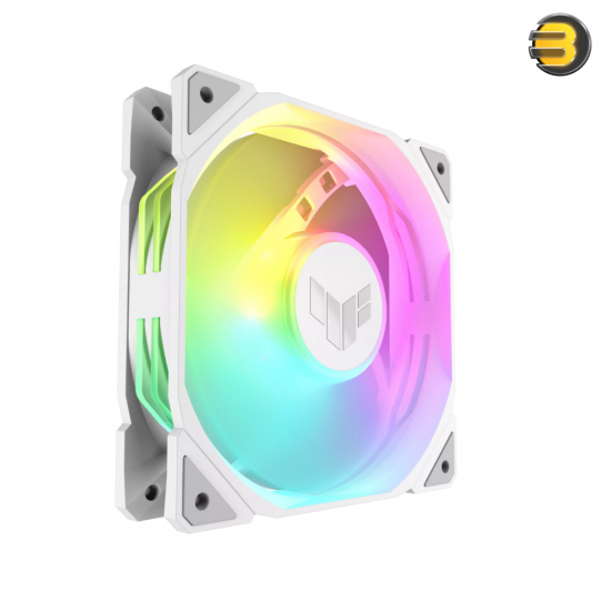 ASUS TUF Gaming TR120 ARGB White Reverse Triple Pack — 28mm Extra-Thick Frame, 2.75mmH2O Static Pressure, 76.3 CFM Airflow, Ultra-Quiet 29 dB(A), Double-Layer Addressable RGB LEDs, Aura Sync Compatible
