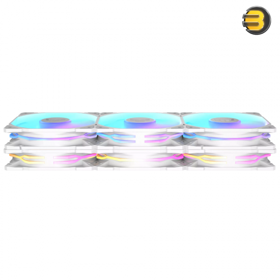 ASUS TUF Gaming TR120 ARGB White Reverse Triple Pack — 28mm Extra-Thick Frame, 2.75mmH2O Static Pressure, 76.3 CFM Airflow, Ultra-Quiet 29 dB(A), Double-Layer Addressable RGB LEDs, Aura Sync Compatible