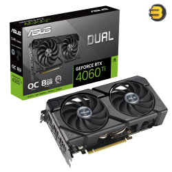 ASUS Dual GeForce RTX 4060 Ti EVO OC Edition 8GB GDDR6 — Designed for broad compatibility, with Axial-tech fan design, 0dB technology, Auto-Extreme Technology, and more.