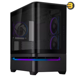 ASUS Prime AP202 ARGB mATX Case Black – Curved Glass Panel, Supports up to 420 mm GPU, Patented Slot Vent Airflow