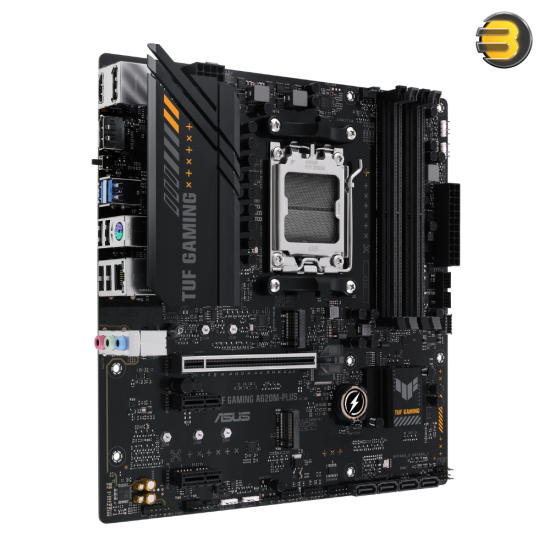 ASUS TUF GAMING A620M-PLUS Micro-ATX Motherboard — AMD AM5 Socket, Supports Ryzen 7000/8000/9000 Series, DDR5 up to 7600+ MHz (OC), PCIe 4.0 x16, Dual M.2 PCIe 4.0, Realtek 2.5Gb Ethernet, Wi-Fi 6, Aura Sync RGB, Military-Grade Components, Advanced Coolin