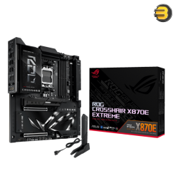 ASUS ROG Crosshair X870E Extreme — E-ATX AMD AM5 motherboard with X870E chipset, dual PCIe 5.0 x16 slots, up to 5x M.2 (multiple PCIe 5.0), DDR5 up to 256GB with EXPO/AEMP