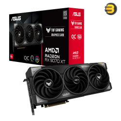 ASUS TUF Gaming Radeon RX 9070 XT OC Edition 16GB GDDR6 – PCIe 5.0, 3080MHz Boost, 20Gbps, 3x DP 2.1a, 1x HDMI 2.1b, 3x 8-pin, Aura Sync RGB