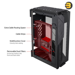 ASUS ROG Z11 Mini-ITX/DTX Mid-Tower PC Gaming Case with Patented 11° Tilt Design, Compatible with ATX Power Supply or a 3-Slot Graphics, Tempered-glass Panels, Front I/O USB 3.2 Gen 2 Type-C, Two USB 3.2 Gen 1 Type-A and ARGB Control Button