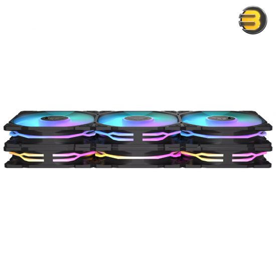 ASUS TUF Gaming TR120 ARGB Fan Triple Pack — 120mm x 28mm, Hydraulic Bearing, 2000 RPM, 77.4 CFM Airflow, 3.3 mmH2O Static Pressure, 29 dB(A), Double-Layer Addressable RGB LEDs, Aura Sync Compatible, Black