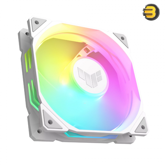 ASUS TUF Gaming TR120 ARGB White Fan Triple Pack — 120mm x 28mm, Hydraulic Bearing, 2000 RPM, 77.4 CFM Airflow, 3.3 mmH2O Static Pressure, 29 dB(A), Double-Layer Addressable RGB LEDs, Aura Sync Compatible