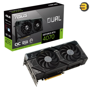 ASUS Dual RTX 4070 OC Edition 12GB GDDR6X — PCIe 4.0, 12GB GDDR6X, DLSS 3, HDMI 2.1, DisplayPort 1.4a, 2.56-slot design, Axial-tech fan design, 0dB technology