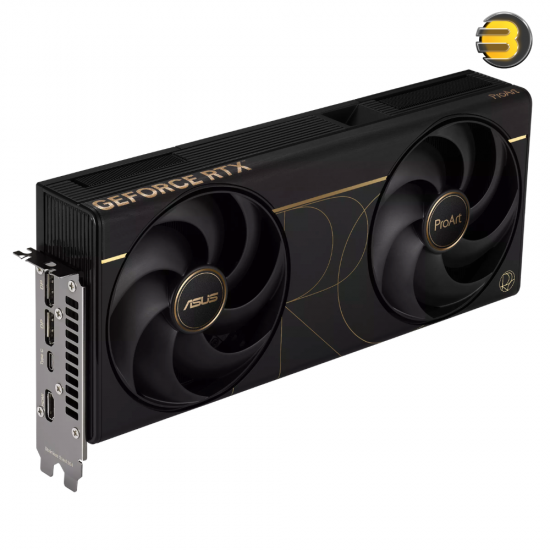 ASUS ProArt RTX 5090 32GB GDDR7 PCIe 5.0 Creator Graphics Card ASUS ProArt RTX 5090 32GB graphics card with NVIDIA Blackwell architecture, 32GB GDDR7 memory, HDMI 2.1b, DisplayPort 2.1b and Axial-tech cooling fans