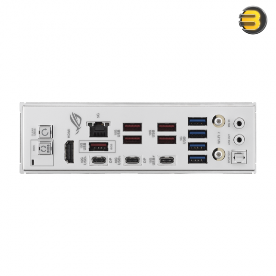 ASUS ROG STRIX X870E-A GAMING WIFI7 NEO white and silver ATX motherboard with AMD AM5 socket, PCIe 5.0 x16, dual USB4 ports, ROG SupremeFX ALC4080 audio and Q-Design features