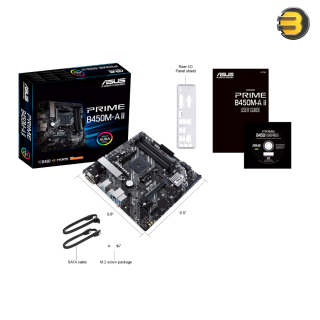 ASUS B450M-A II Prime AMD AM4 mATX Motherboard — NVMe, HDMI 2.0b/DVI/D-Sub, USB 3.2 Gen 2, BIOS Flashback, and Aura Sync ASUS B450M-A II Prime AMD AM4 mATX Motherboard — NVMe, HDMI 2.0b/DVI/D-Sub, USB 3.2 Gen 2, BIOS Flashback, and Aura Sync
