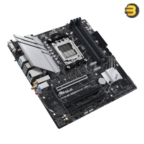 ASUS PRIME B650M-A WIFI II Micro-ATX motherboard DDR5  — PCIe 5.0 M.2 support, Realtek 2.5Gb Ethernet, Wi-Fi 6, DisplayPort, VGA, HDMI, SATA 6 Gbps, USB 3.2 Gen 2 ports, front USB 3.2 Gen 1 Type-C, BIOS FlashBack, Aura Sync