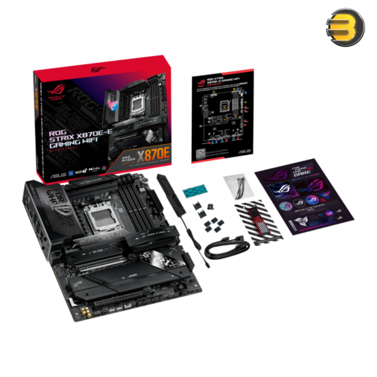 ASUS ROG STRIX X870E-E GAMING WIFI — AMD AM5 X870 ATX motherboard 18+2+2 power stages, Dynamic OC Switcher, Core Flex, DDR5 AEMP, WiFi 7, 5x M.2, PCIe 5.0, Q-Release Slim, USB4, AI OCing & Networking