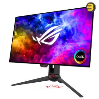 ASUS ROG Swift OLED PG27AQDM Gaming Monitor ― 27-inch (26.5-inch viewable) QHD (2560 x 1440) OLED panel, 240 Hz, 0.03 ms GTG response time, G-SYNC compatible, anti-glare micro-texture coating, custom heatsink, Intelligent voltage optimization, uniform bri