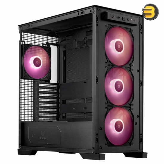 ASUS TUF Gaming GT302 ARGB Mid Tower Computer Case — 4x Pre-Installed Fan 140mm aRGB Fans, Up to 360mm Radiator & 7x Fan Support, 1x 3.5mm, 2x USB-A, & 1x USB-C I/O - Black