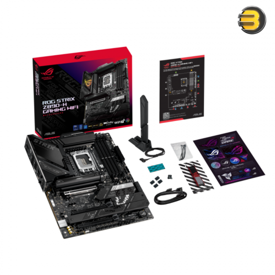 ASUS ROG STRIX Z890-H GAMING WIFI – Intel LGA1851, AI Overclocking & Cooling II, 16+1+2+2 80A Power, WiFi 7, USB 20Gbps PD, Gen5 M.2, DDR5 9066+ MT/s, DIY-Friendly