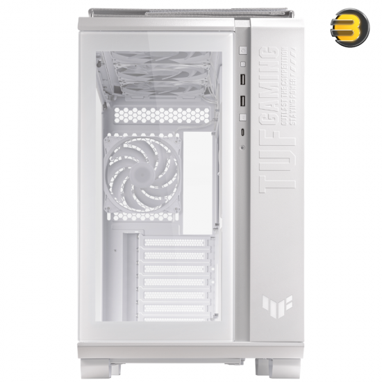 ASUS TUF Gaming GT502 PLUS PC Case — Dual Chamber Chassis, Supports 360mm Radiator, Up to 13 Fans, Discrete aRGB HUB, Fully Modular Design - White