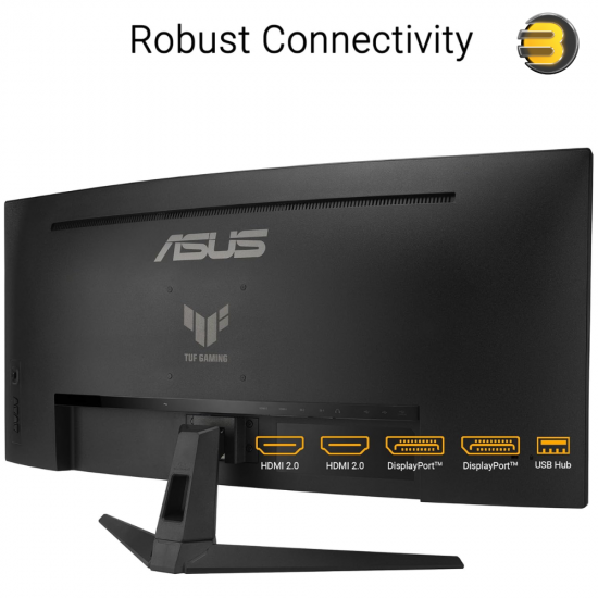 ASUS TUF Gaming VG34VQ3B 34" UWQHD Curved Gaming Monitor ASUS TUF Gaming VG34VQ3B 34 inch ultrawide curved gaming monitor with UWQHD resolution, 180Hz refresh rate, 1500R curvature and AMD FreeSync Premium