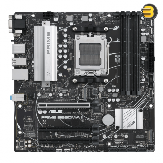 ASUS PRIME B650M-A II-CSM — AMD B650 Micro-ATX motherboard with DDR5, PCIe 5.0 M.2, 2.5Gb Ethernet, DisplayPort, HDMI, VGA, rear USB 3.2 Gen 2, front USB 3.2 Gen 1 Type-C, BIOS FlashBack, Aura Sync