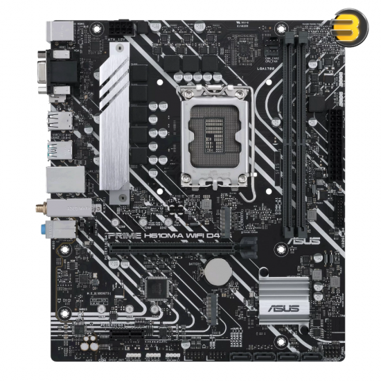 ASUS PRIME H610M-A WIFI (LGA 1700) mATX motherboard with DDR5 - PCIe 4.0, dual M.2 slots, Intel® 1Gb Ethernet, WIFI 5, DisplayPort, HDMI™, VGA, USB 3.2 Gen 2 ports, Addressable Gen 2 headers, and Aura Sync