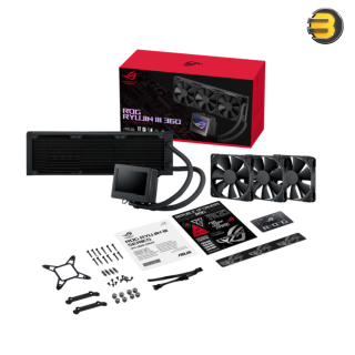 ASUS ROG Ryujin III 360 liquid CPU cooler — Asetek 8th gen pump, 3x magnetic 120mm ARGB fans (Daisy Chain design), 3.5” LCD display ASUS ROG Ryujin III 360 liquid CPU cooler — Asetek 8th gen pump, 3x magnetic 120mm ARGB fans (Daisy Chain design), 3.5” LCD display