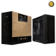 ASUS PROART PA602 WOOD TG PWM BLACK – Mid Tower Case supporting EATX/ATX/Micro-ATX/Mini-ITX/DTX/Mini-DTX, featuring 4× 2.5 bays, 4× 2.5/3.5 combo bays, 8+2 expansion slots, and front I/O: 2× USB 3.2 Gen1, 1× USB 3.2 Gen2x2 Type-C, 2× USB