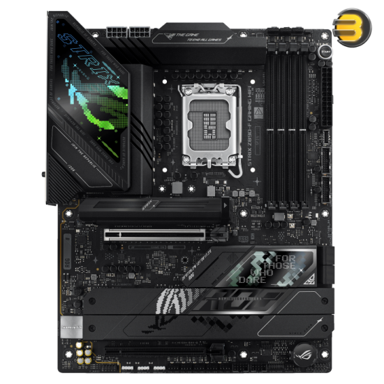 ASUS Intel ROG Strix Z890-F Gaming WiFi ATX motherboard — 16+1+2+2 power stages, DDR5 slots, PCIe 5.0 w/full support for next-gen GPUs, five M.2 slots, WiFi 7, AI Overclocking, AI Networking II