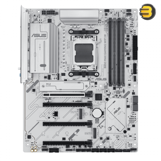 ASUS B850 MAX GAMING WIFI W — ATX AM5 motherboard, AMD B850 chipset, Ryzen 9000/8000/7000 support, DDR5 up to 8000+ MT/s (OC) via EXPO/AEMP, PCIe 5.0 x16, 3x M.2 (one PCIe 5.0), 4x SATA, Wi‑Fi 6E + BT 5.3, 2.5Gb LAN, USB 10Gbps Type‑C/Type‑A, HDMI, DP, BI